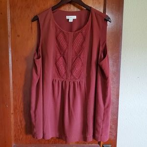 Coldwater Creek Burgundy Blouse Sz 2x